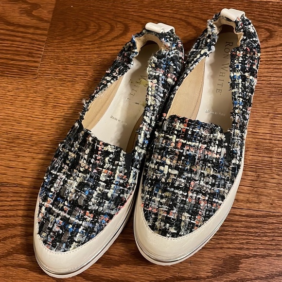 RON WHITE Sha-Nell TWEED boucle SLIP ON SNEAKER CUSHIONED COMFORT 37 1/2 - Picture 3 of 16